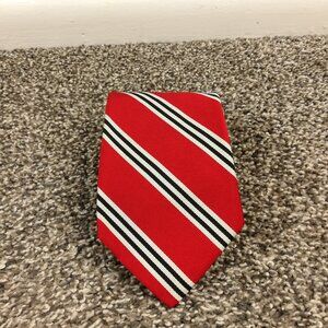 Vintage Brooks Brothers Makers Neck Tie Silk Repp Striped Red 56L 3.75W USA Made